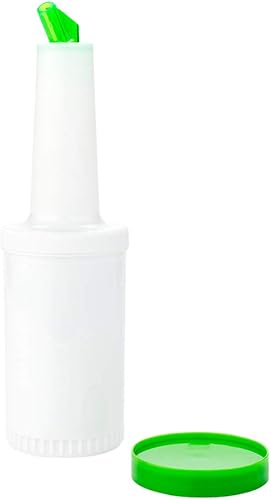 Miniatura 2 de Restaurantware Botella de plástico de 1 cuarto de galón de almacenamiento con boquilla verde y tapa, botella de almacenamiento de barra, 3 12