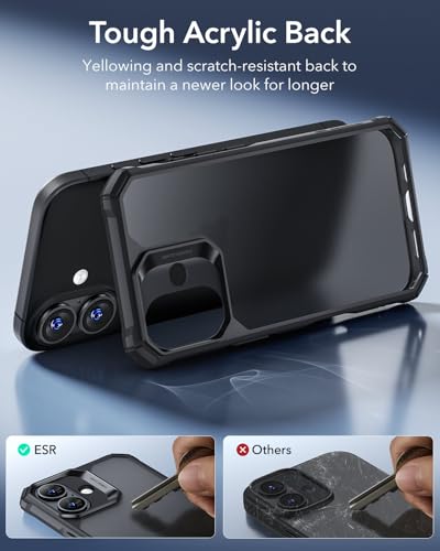 ESR for iPhone 16 Case Cover, Military-Grade Protection, Shockproof Air Guard Corners, Yellowing-Resistant Acrylic Back, Phone Case for iPhone 16, Air Armor Series, Frosted Black