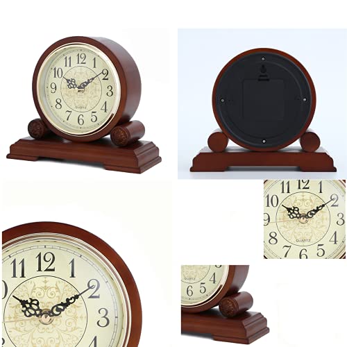 Reloj de escritorio sin tic-tac mecánico de madera maciza artesanal 6