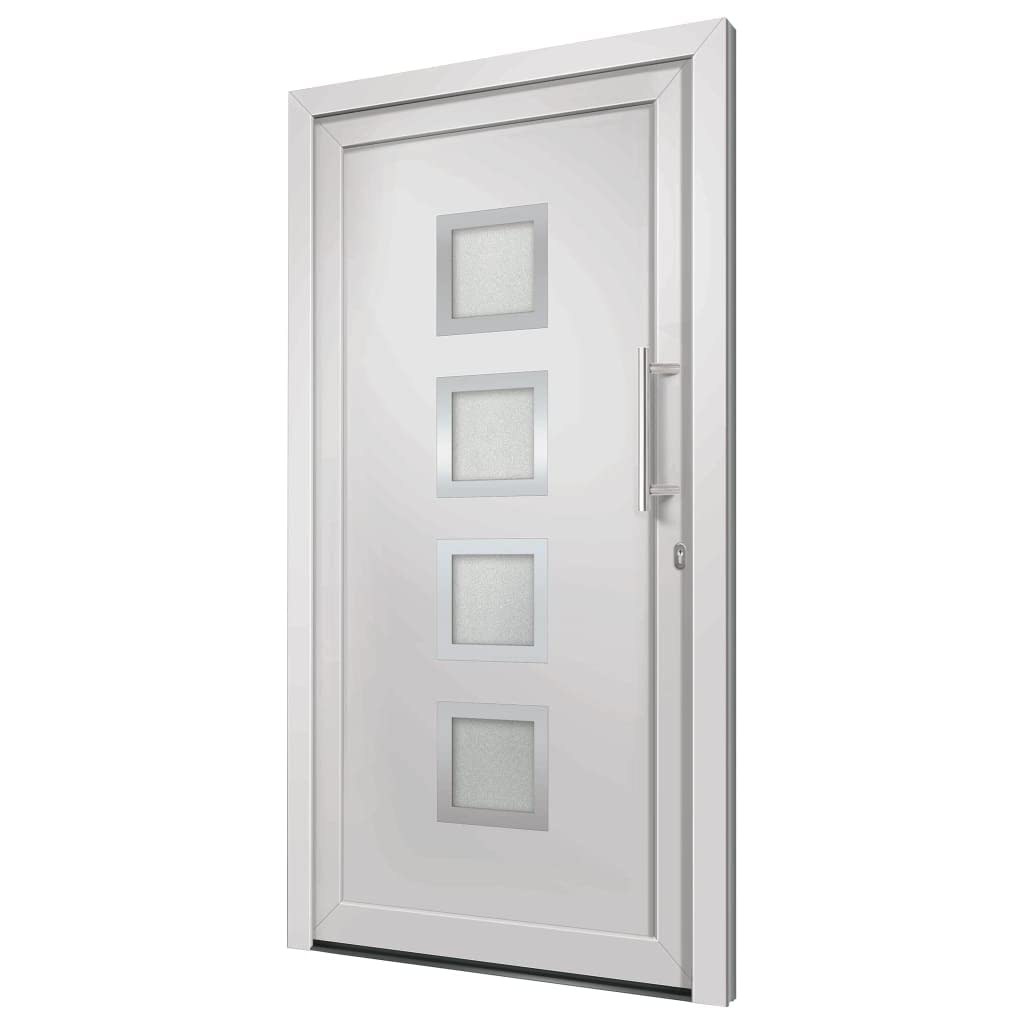 Porta di casa, bianca, 98 x 200 cm, con chiusura a perno a fungo a 5 punti e cerniere regolabili 3D, design moderno, robusta e durevole, per ingresso, casa, appartamento