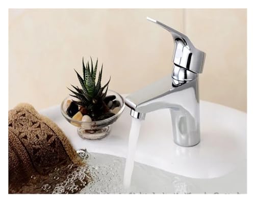 Grifo de lavabo cerámico de orificio único con soporte para agua fría y caliente 4