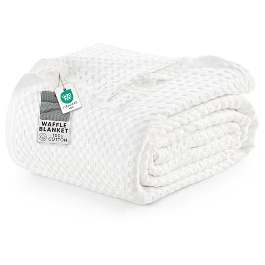 Utopia Bedding White 100% Cotton Waffle Blanket 300 GSM [Queen - 90x90 Inch] Soft Lightweight Breathable Bed Blanket for All Season