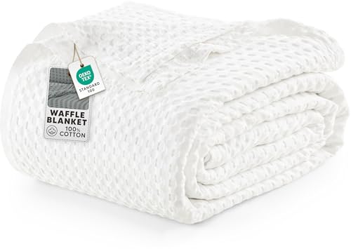 Utopia Bedding White 100% Cotton Waffle Blanket...