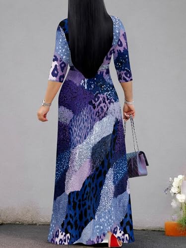 Image of PinkPatty Plus Size Dresses for Curvy Women V Neck Flowy Long Sleeves Wrap Maxi Dress Travel Vacation Outfits