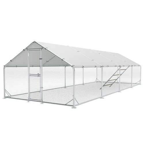 Benass Large Metal Chicken Coop, 10x26x6.5FT Chicken Runs