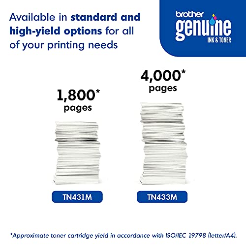 Brother Genuine High Yield Toner Cartridge, Tn433M, Replacement Magenta Toner, Page Yield Up To 4,000 Pages, Amazon Dash Replenishment Cartridge, Tn433 #TOP6