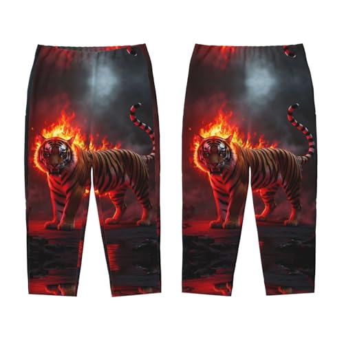 Pajama Pants Pajama Bottoms with Elastic Waistband Sleepwear Lounge PantsFire Tiger3