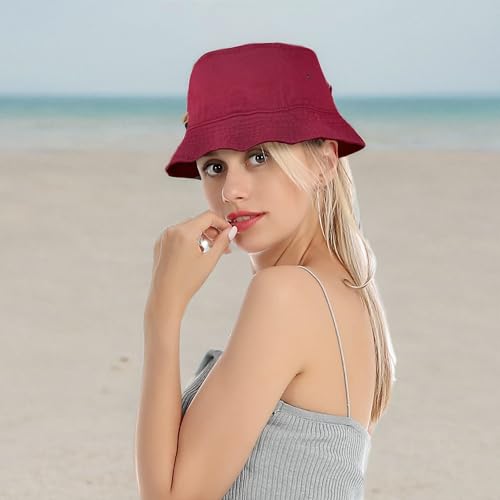 Image of Falari Men Women Unisex Cotton Bucket Hat 100% Cotton Packable for Travel Fishing Hunting Summer Camp