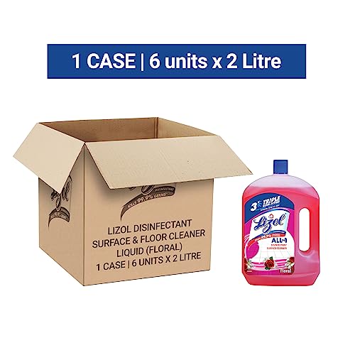 Lizol Floor Cleaner Liquid, Floral - 2 L (Pack of 6) | Large...