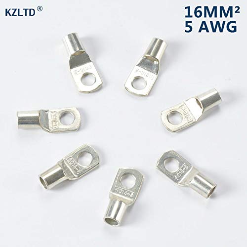 Davitu 20PCs/Lot Tinned Copper Cable Connectors Copper Lugs 16mm 5 AWG M6 Stud Anticorrosive Retail/Wholesale SC16-6