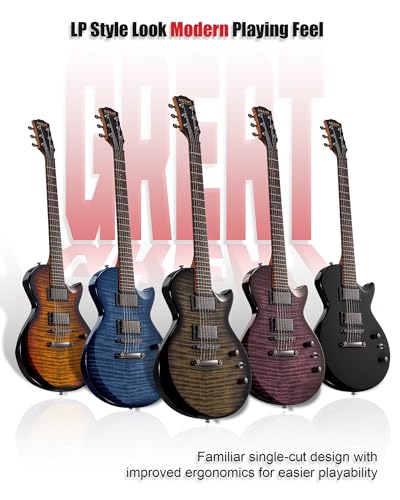 Image of AKLOT 24-Fret Electric Guitar Kit, 40 inch Single Cut (LP Style), Modern Playability Coil-Split Humbucker Pickups, 18:1 Tuning Pegs,W /Guitar Accessories Gig Bag,Cable,Strap,Picks,Strings,Tuner,Book