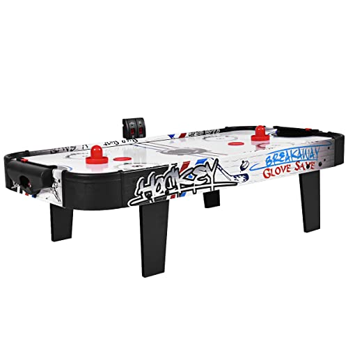 GOPLUS Table de Hockey sur Air avec Compteur de Points Electronique LED, 2 Palets, 2 Poussoirs, 2 Cages de But, pour Loisirs et Divertissement, 42 Pouces (42...