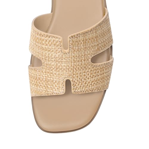 Image of Rihero Flat Sandals Women Dressy Comfortable Slip On Leather Slide Sandals