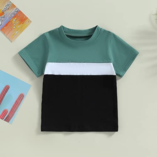 Toddler Baby Boy Girl Summer Clothes Short Sleeve Printed Crewneck T-Shirt Tops Casual Cotton Pullover Clothing (Green,18-24 Months) #TOP7
