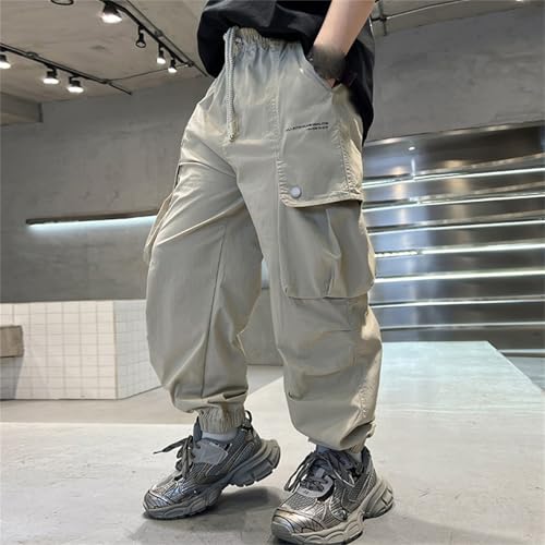 SANGTREE Boy's Cargo Joggers Elastic Waist Drawstring Casual Pants, 4-14 Years3