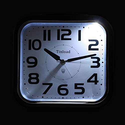 Tinload 5.5" Loud Bell Alarm Clock For Heavy Sleepers Adults, Silent No Ticking,Snooze,Light,Battery Operated Alarm Clocks For Bedrooms (Black) #TOP5