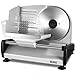 YASHE Allesschneider Elektrisch, 150W Brotschneidemaschine mit Abnehmbarer 19cm Edelstahlklinge, Einstellbare Schnittstärke 0–15mm, Sicherheitsverriegelung, Saugnapffüße für Fleisch, Käse und Brot