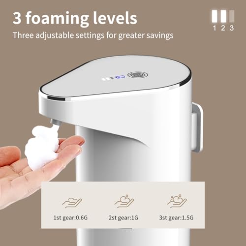 Automatic Touchless Foam Soap Dispenser, 3-Level Adjustable Smart Sensor Hand & Dish Dispenser, USB Rechargeable, 11.84oz/350mL Wall Mounted for Bathroom Kitchen Restaurant - image 5