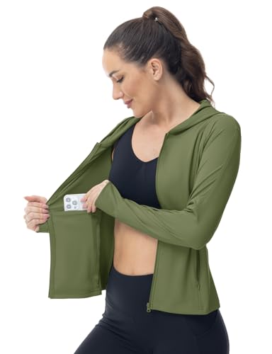 Women's Running Jackets Slim Fit Tops,Women's Activewear Gym Compression Shirts,Ladies Long Sleeve Hoodie Tops with Thumb Holes - Image 6