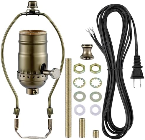 Lamp Rewire Kit - 3-Way Socket With Matching Cord and Harp Set for