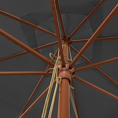 Parasol anthracite de qualité supérieure avec mât en bois solide 3x3m