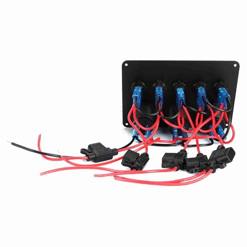 Panel de interruptor de palanca led de 5 bandas evita descargas con voltímetro para coche y rv 3