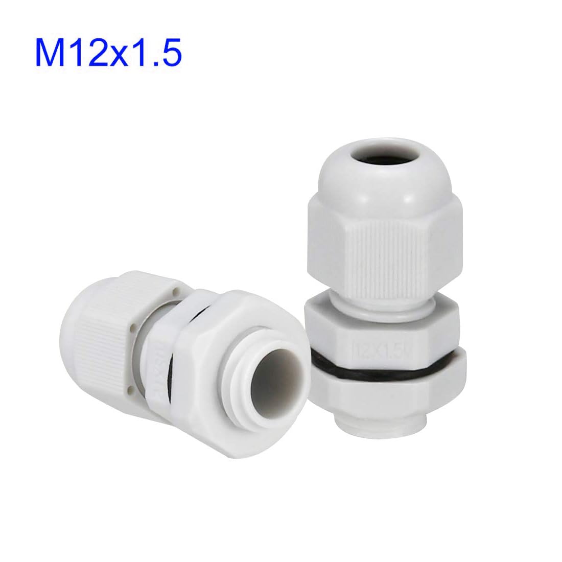 MACHSWON 20Pcs M12 Cable Gland - Durable Threaded Wire Connector with Locknut for 2-5mm Dia Cable Wire, White - Image 2
