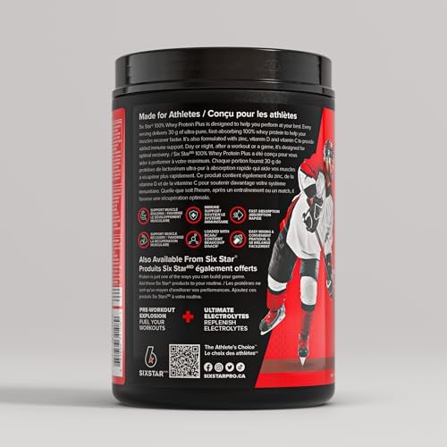 Six Star Whey Protein Powder Plus - Ultimate Muscle Building Formula with Whey Protein Isolate & Peptides - 30g of Protein & 6.6g of BCAA - Rich Triple Chocolate Flavor, 20 Servings (Pack of 1) - 1