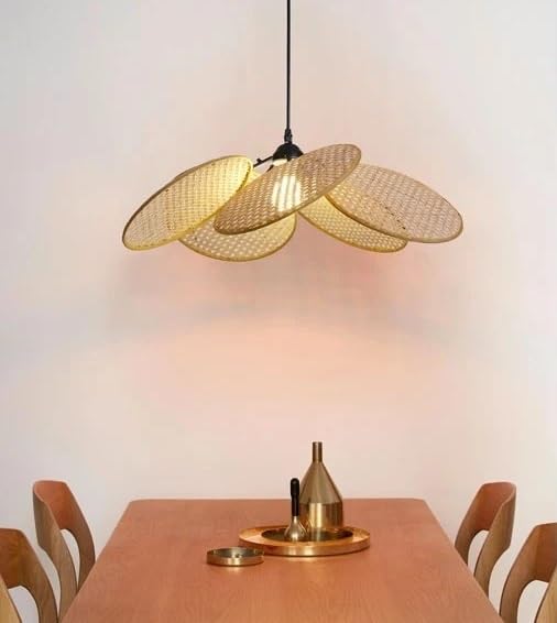 Lampe à suspension en pétales rotin naturel pour éclairer sans éblouir d60cm