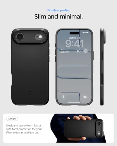 Image of Spigen Thin Fit MagFit Back Cover Case for iPhone Air, MagSafe Compatible, Slim Frame - PC+TPU | Black