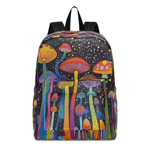 Mochila escolar casual ligera con diseño de hongos para viajes y uso diario