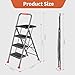 DIAMONDFORGE 3 Step Ladder, Folding Step Stool with Tool Platform, Wide Anti-Slip Pedal and Anti-Slip Feet, Sturdiest Steel Construction, 600lbs Capacity Steel Ladder for Home Office, Black Red