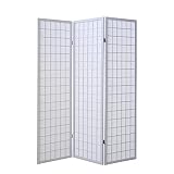 Homestyle4u 260, Paravent Raumteiler 3 teilig, Holz Weiss, Reispapier Weiß, Höhe 175 cm