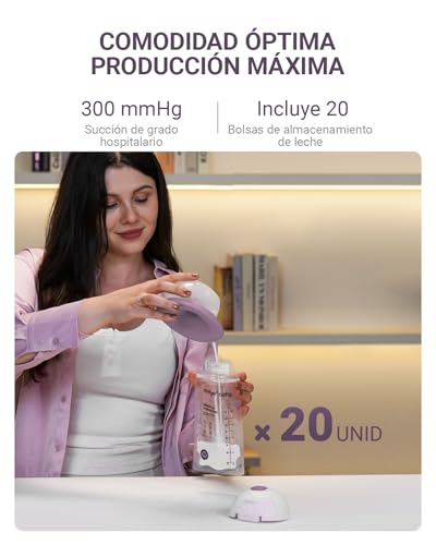 comfyer W2 Sacaleches Eléctrico Manos Libres, Extractor de leche doble para la boca del bebé,Brida de doble sellado con 3 tipos y 9 niveles, compresa térmica, carga magnética, control mediante APP - imagen 4