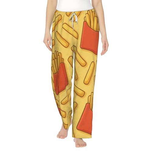 Pantalon de pyjama en polaire frites pour femme vêtement de nuit en flanelle douce et chaude
