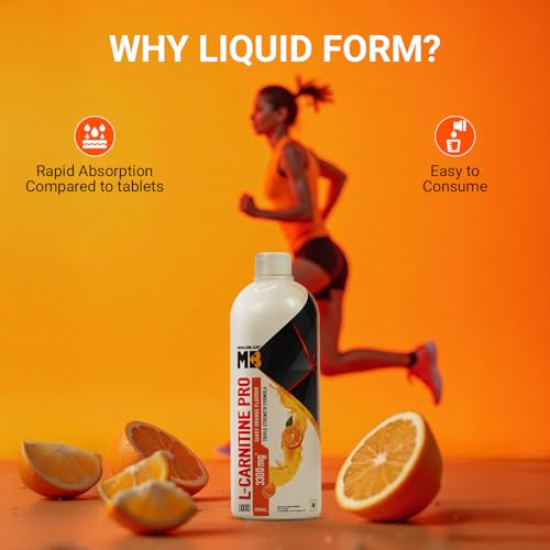 Image of MuscleBlaze Liquid L-Carnitine PRO (Tangy Orange, 450ml) | 3300mg L- Carnitine | Triple Strength Formula