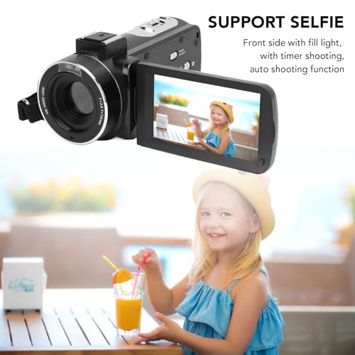Filmadora Com Câmera de Vídeo, Gravador de Câmera Digital 4K UHD 30FPS 56MP HD, Filmadora LCD Com Zo