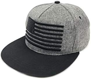 HONAO Baseball Cap American Flag Snapback Hats,Unisex Adult Adjustable Trucker Hat Hip Hop Dad Hat Boys Flat Brim hat(Dark Grey Flag)