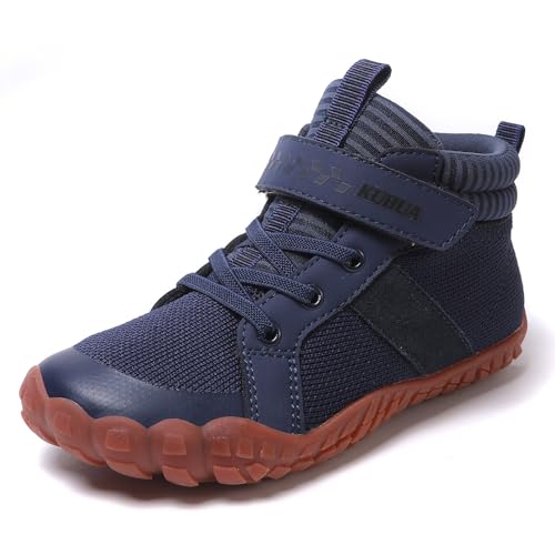 KUBUA Kids High Top Barefoot Shoes Boys Girls Minimalist Sneakers Lightweight Comfort Zero Drop Shoes Toddler Little Big Kid