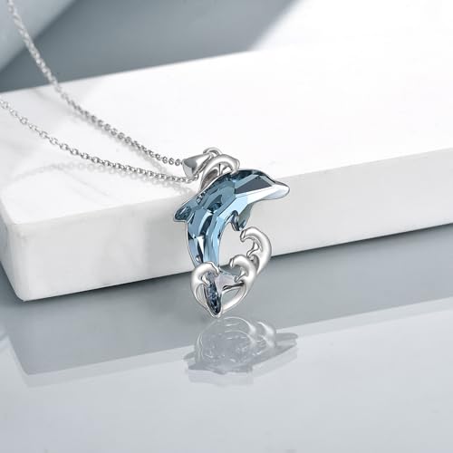 Doliphin Necklace for Women Sterling Silver Crystal Necklace Pendant Beach Jewelry Gift for Women2