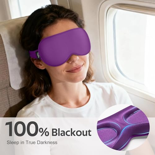 Vynix® Sleep Mask for Women Men - 100% Blackout Eye Masks for Sleep - 3D Soft Sleeping Mask for Side Sleepers - Zero Pressure Lash Extensions Eye Cover Shade for Airplane Travel Essentials, Purple — view 2