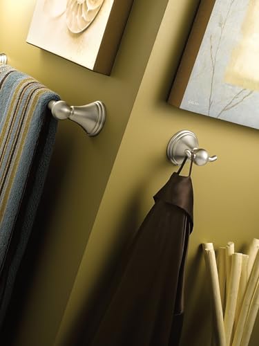 Image of Moen Preston Brushed Nickel 24-Inch Single Wall Mounted Bathroom Towel Bar, DN8424BN