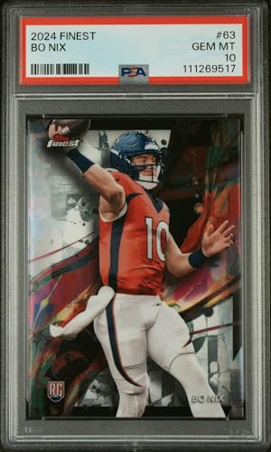 Graded 2024 Topps Finest Bo Nix #63 Rookie RC Football Card PSA 1...