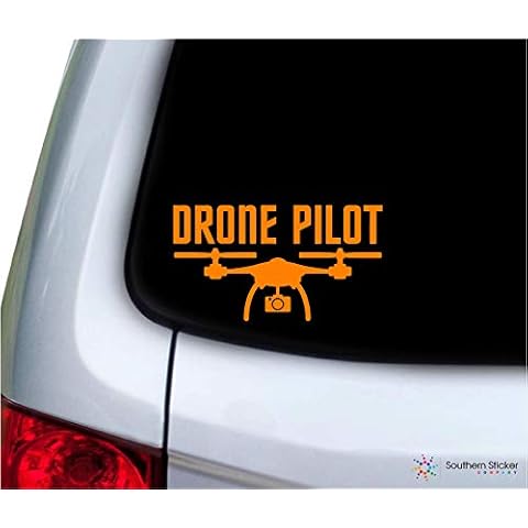 Southern Sticker Company Drone Pilot Text Drone 7x3.8 inches Size Aerial Vehicle UAV Decal Vinyl Laptop car Window Truck - Made and Shipped in USA (Orange) Cover