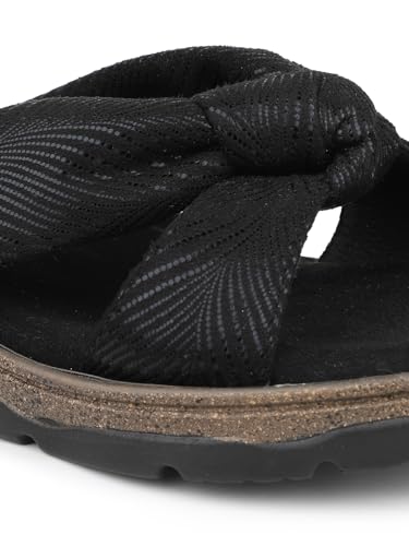 Image of Inc.5 womens Women Black Printed Open Toe Flats With Knot Detail Sandal