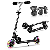 XGHEO Scooters para Niños, Scooter Patinete Plegable Pare Niño, Patinete de 2 Ruedas con Luz LED y 3 Niveles de Ajuste de...