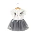 Girl Dress,Haoricu Fall Kids Baby Cute Cat Pattern Shirt Top Tutu Skirt Girls Dress Set (Size:3T, White)