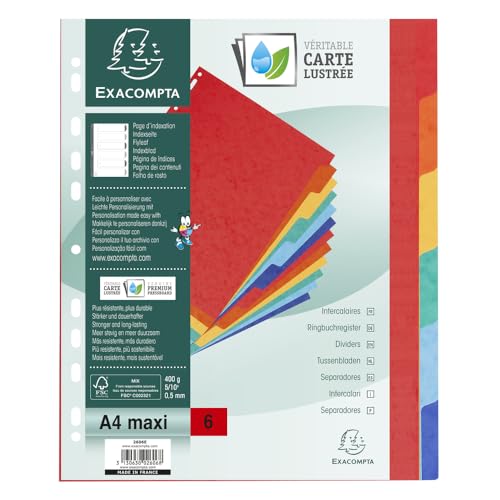 Intercalaires nature future carte lustree 400g 6 positions - a4 maxi