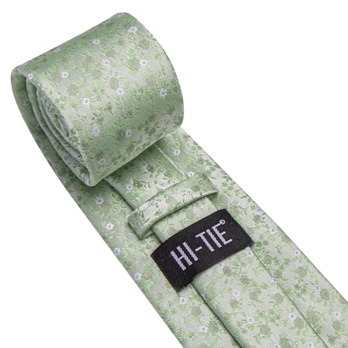 Image of Hi-Tie 70 inches Ties for Men Silk Extra Long Necktie and Pocket Square Cufflinks Set Men Big and Tall Tie Business