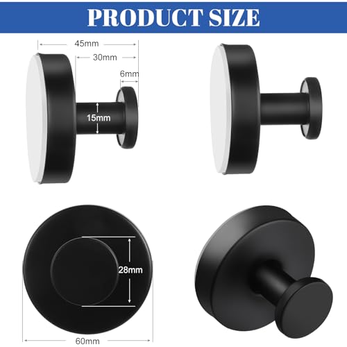 Image of Suction Cup Hooks, 4 Pack Black Stainless Steel Suction Hooks for Shower | No-Drill, Reusable Removable, Towel Hook Holders for Bathroom Kitchen, For Smooth Surfaces Like Tile, Glass, Mirror